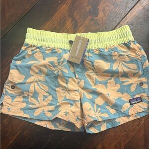 Patagonia Floral Swim Shorts - Light Blue & Yellow